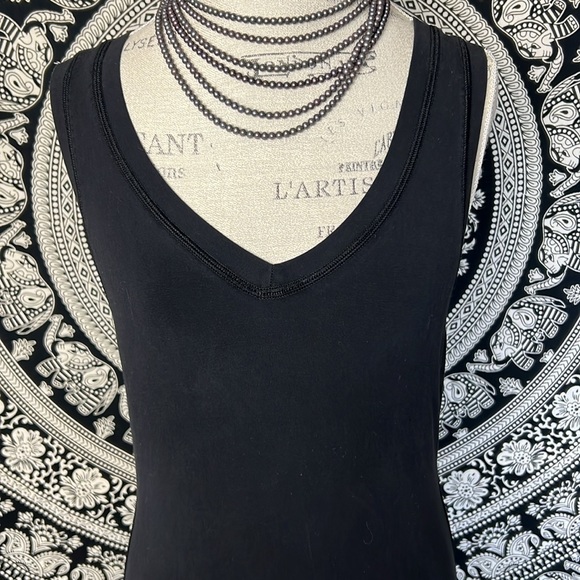 Boston Proper Black Sleeveless Dress V-neck Midi Stretch Travel Comfort Small - Picture 2 of 12